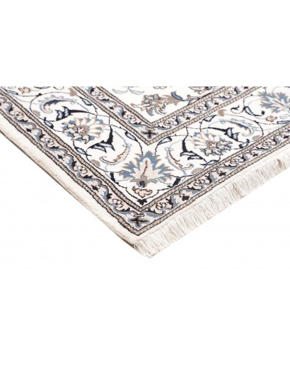 Tappeto Nain Kashmar Persia bianco azzurro 195x206