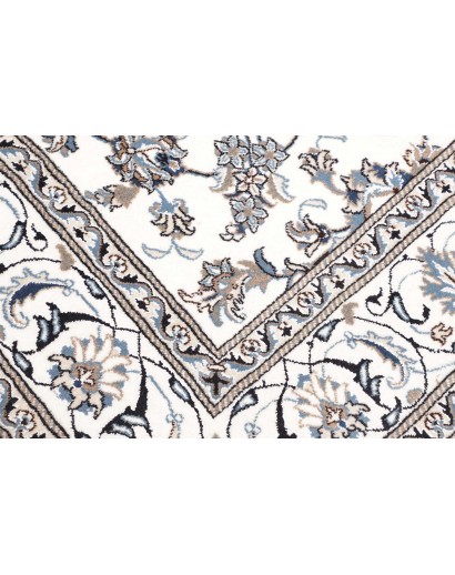 Tappeto Nain Kashmar Persia bianco azzurro 195x206