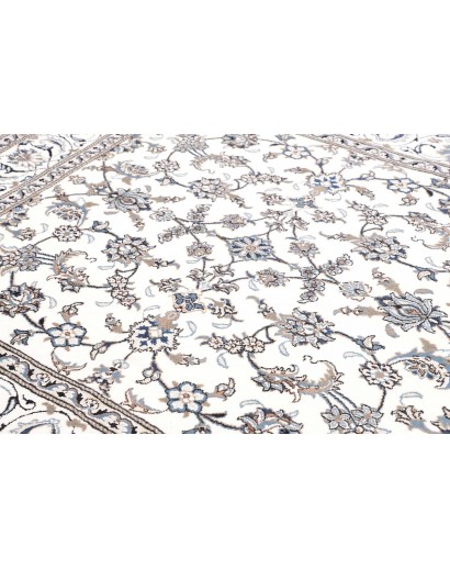 Tappeto Nain Kashmar Persia bianco azzurro 195x206