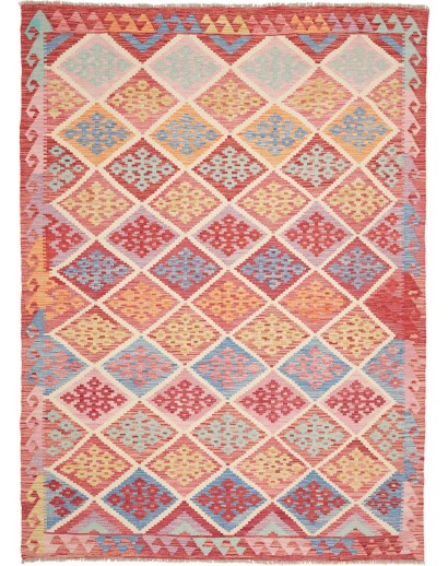 Tappeto Kilim Afghanistan marrone rosso 177x251