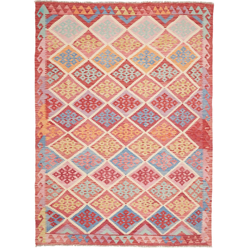 Tappeto Kilim Afghanistan marrone rosso 177x251