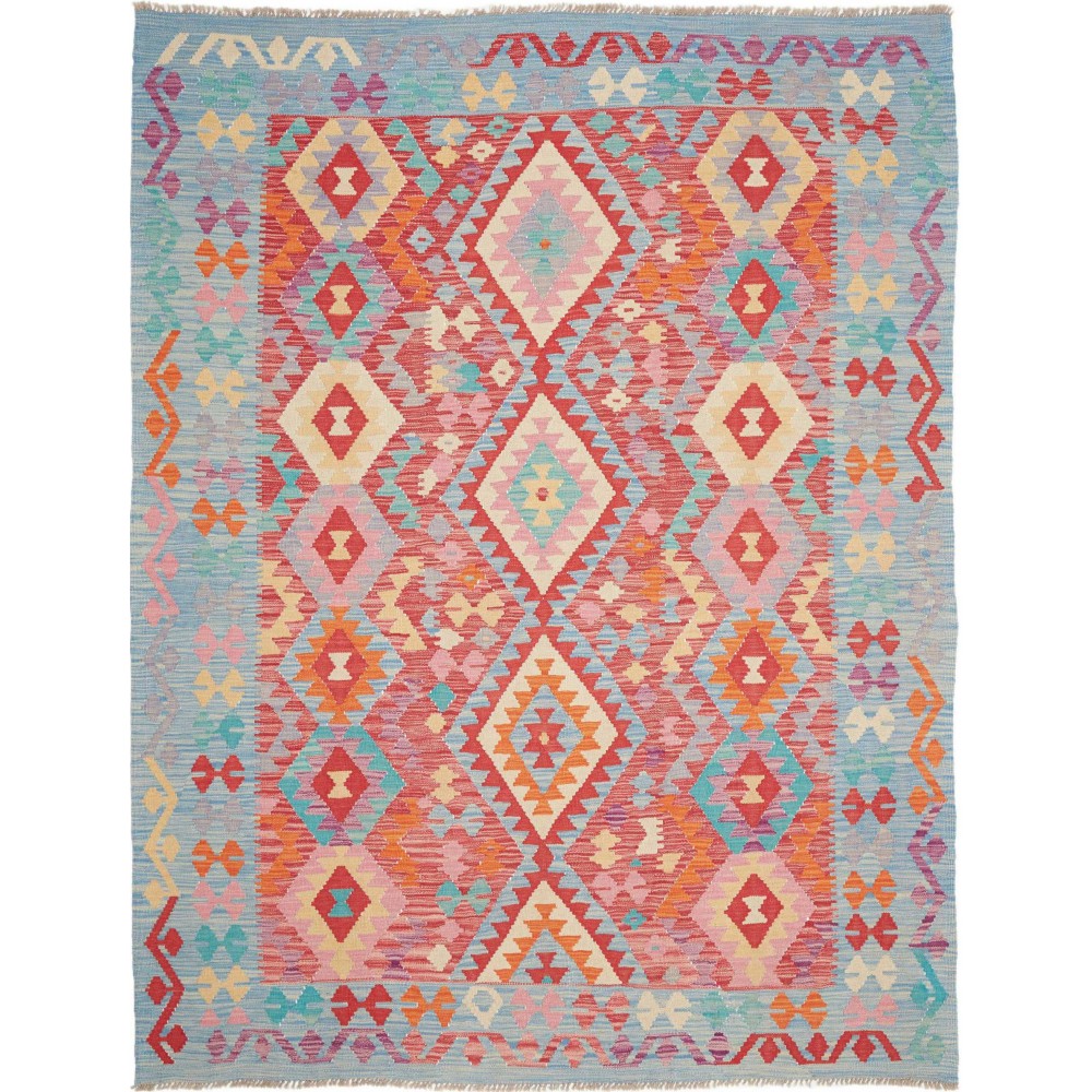 Tappeto Kilim Afghanistan azzurro rosso 192x250