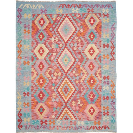 Tappeto Kilim Afghanistan azzurro rosso 192x250