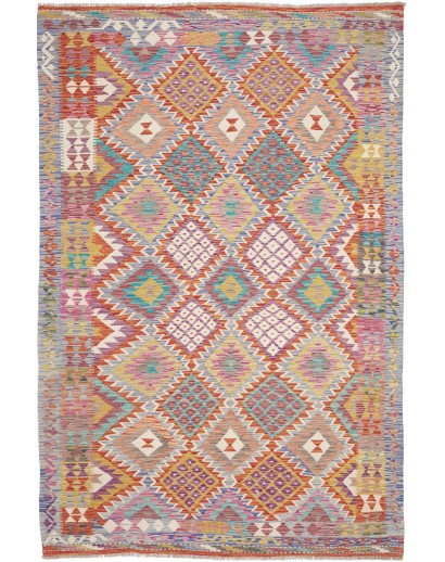 Tappeto Kilim Afghanistan marrone bianco 163x257