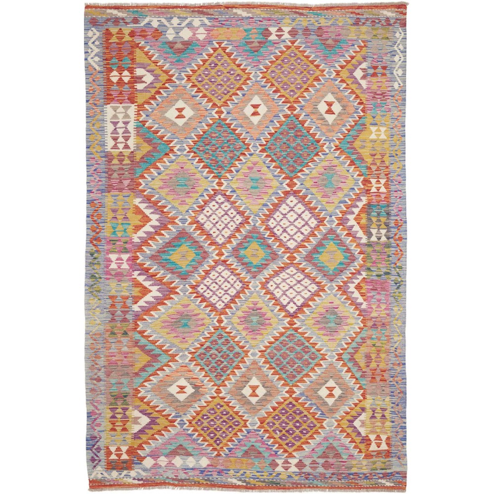 Tappeto Kilim Afghanistan marrone bianco 163x257