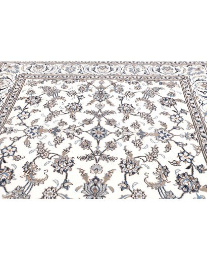 Tappeto Nain Kashmar Persia bianco azzurro 195x206