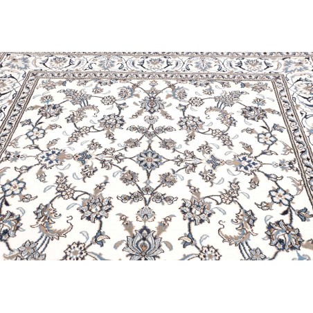 Tappeto Nain Kashmar Persia bianco azzurro 195x206