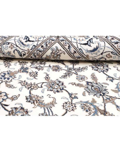 Tappeto Nain Kashmar Persia bianco azzurro 195x206
