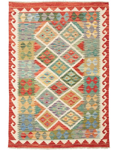 Tappeto Kilim Afghanistan marrone azzurro 101x142