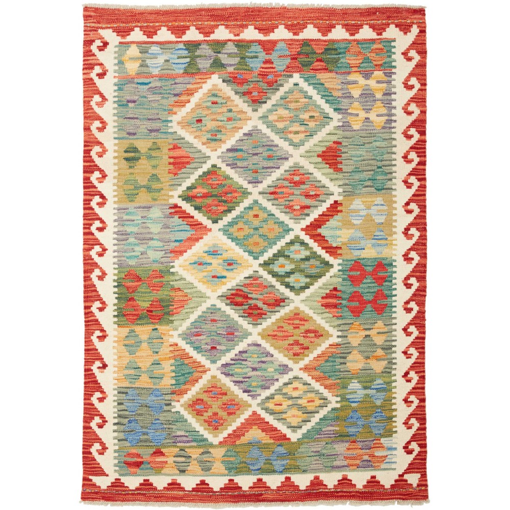 Tappeto Kilim Afghanistan marrone azzurro 101x142