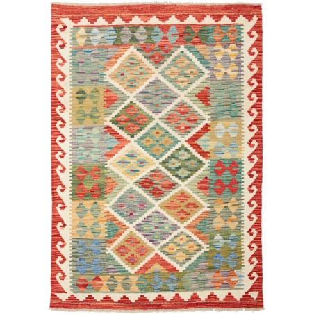 Tappeto Kilim Afghanistan marrone azzurro 101x142