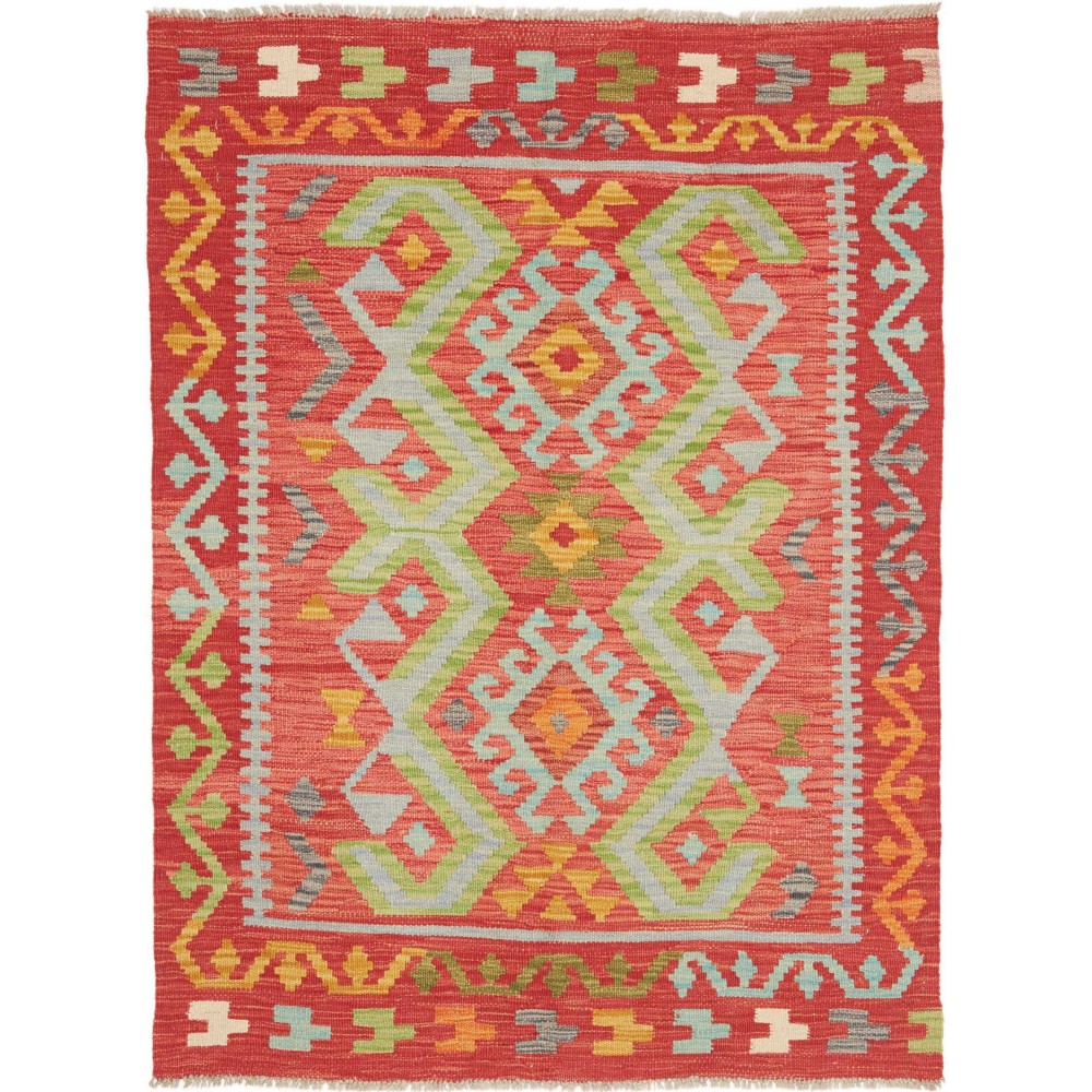 Tappeto Kilim Afghanistan rosso beige 102x138