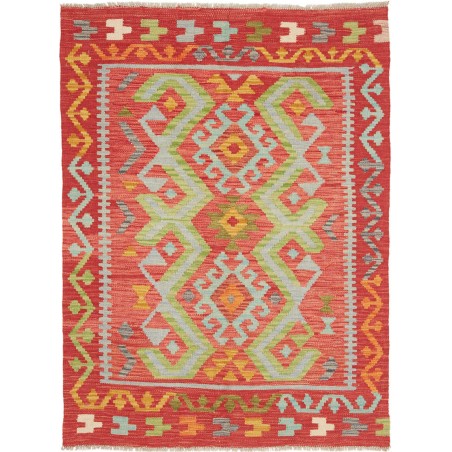 Tappeto Kilim Afghanistan rosso beige 102x138