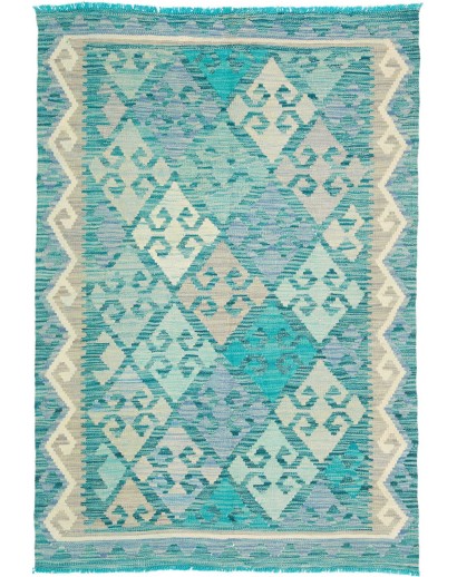 Tappeto Kilim Afghanistan azzurro bianco 103x153