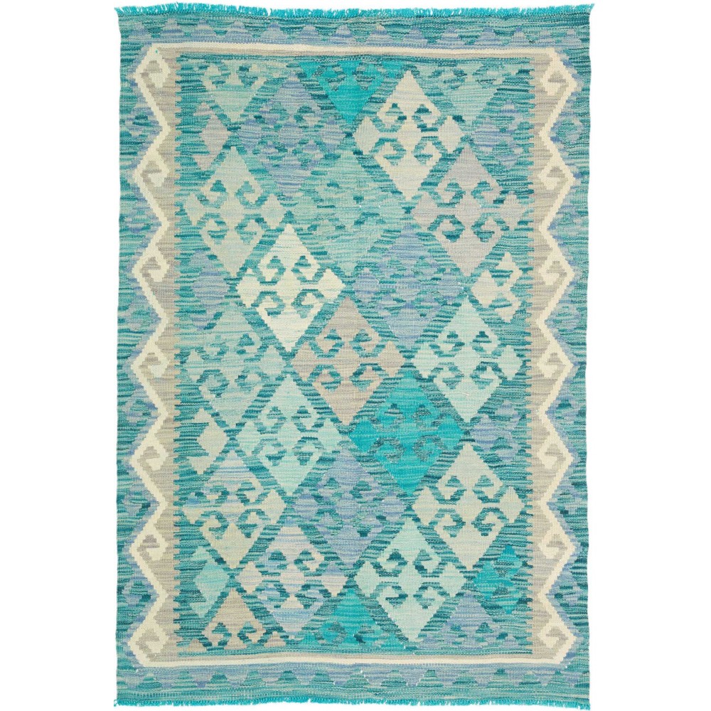 Tappeto Kilim Afghanistan azzurro bianco 103x153