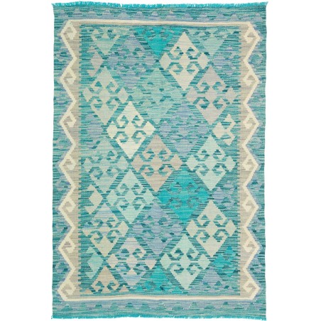 Tappeto Kilim Afghanistan azzurro bianco 103x153