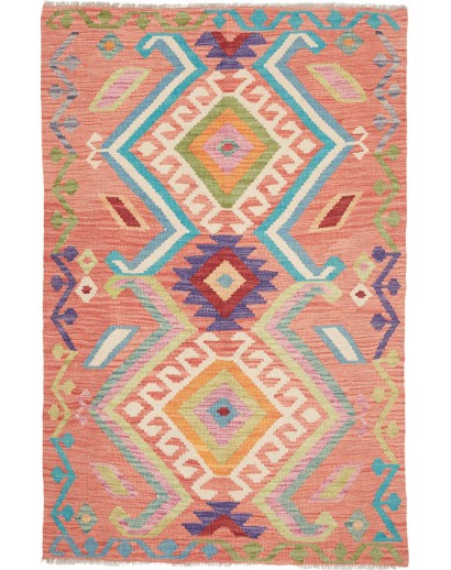 Tappeto Kilim Afghanistan marrone blu 101x156