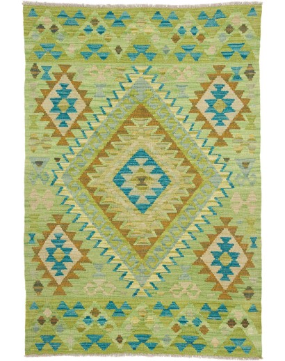 Tappeto Kilim Afghanistan marrone verde 101x147