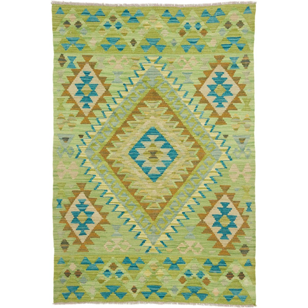 Tappeto Kilim Afghanistan marrone verde 101x147
