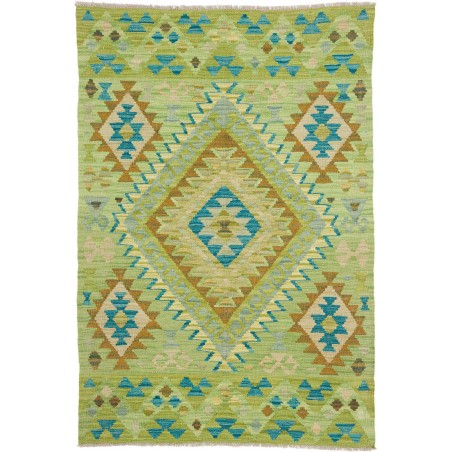 Tappeto Kilim Afghanistan marrone verde 101x147