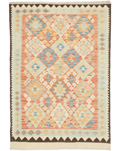 Tappeto Kilim Afghanistan giallo verde 95x149