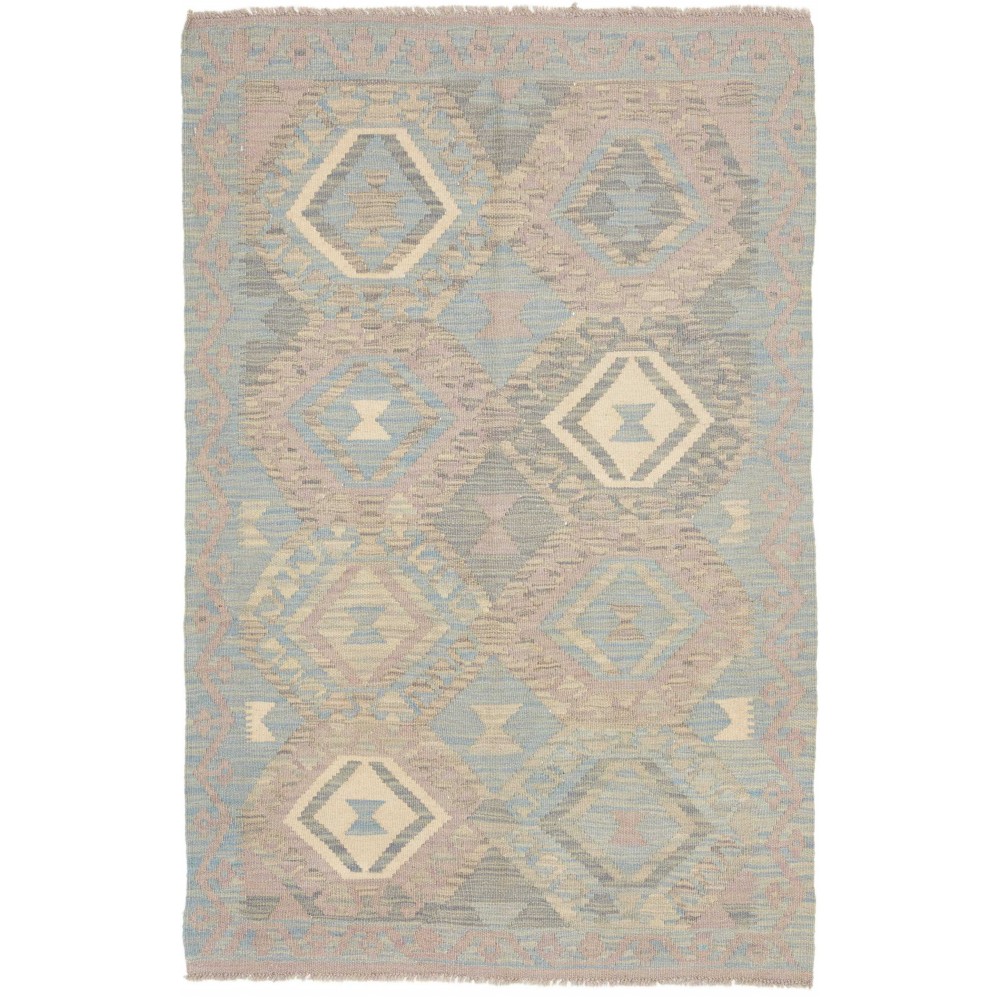 Tappeto Kilim Afghanistan azzurro giallo 96x149