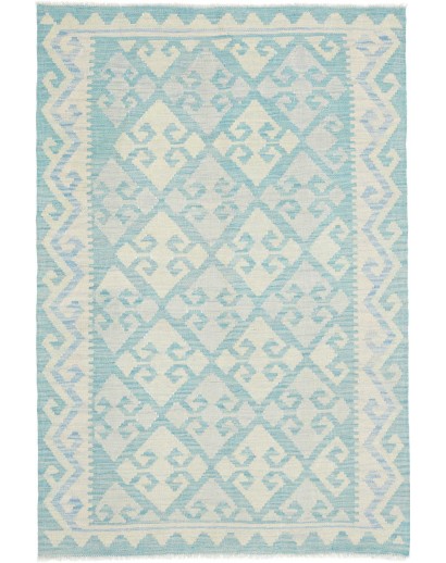 Tappeto Kilim Afghanistan bianco azzurro 99x149