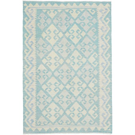 Tappeto Kilim Afghanistan bianco azzurro 99x149