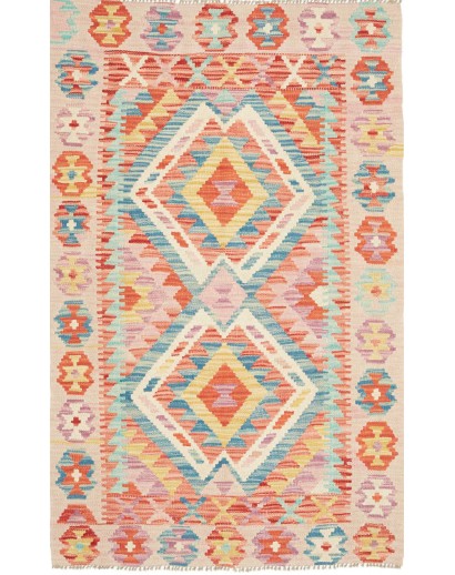 Tappeto Kilim Afghanistan beige grigio 101x156