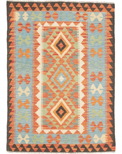 Tappeto Kilim Afghanistan marrone azzurro 104x146
