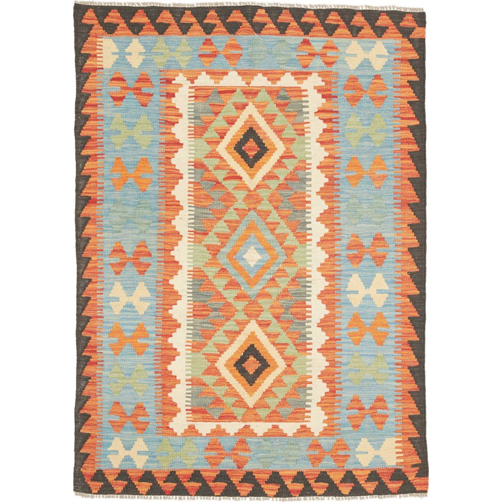 Tappeto Kilim Afghanistan marrone azzurro 104x146