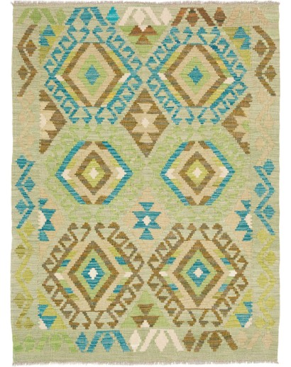 Tappeto Kilim Afghanistan marrone verde 104x140