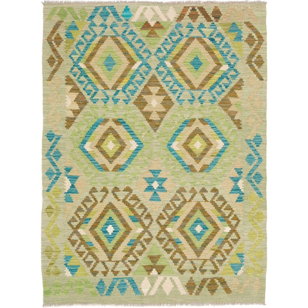 Tappeto Kilim Afghanistan marrone verde 104x140