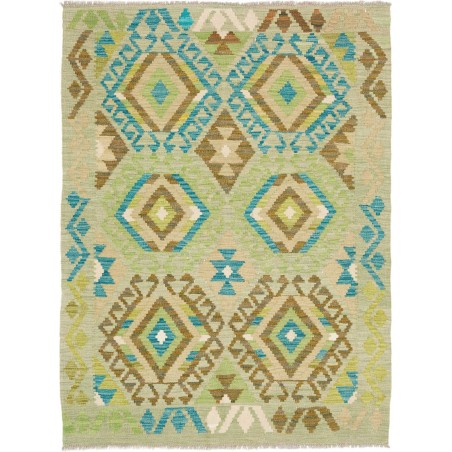 Tappeto Kilim Afghanistan marrone verde 104x140