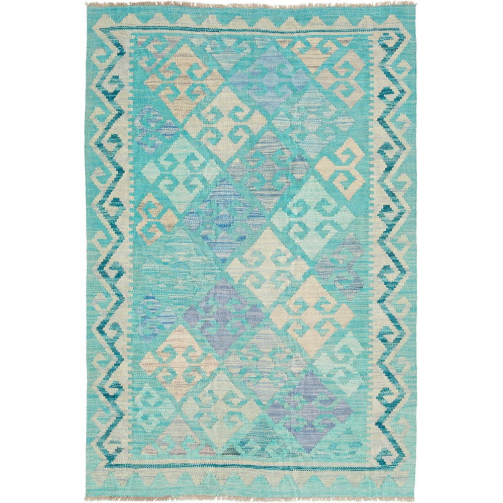 Tappeto Kilim Afghanistan azzurro 100x147