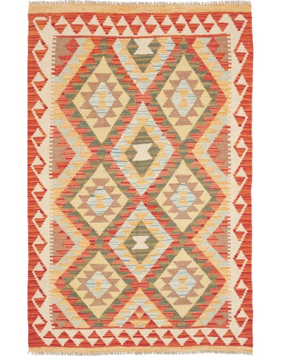 Tappeto Kilim Afghanistan marrone rosso 97x149