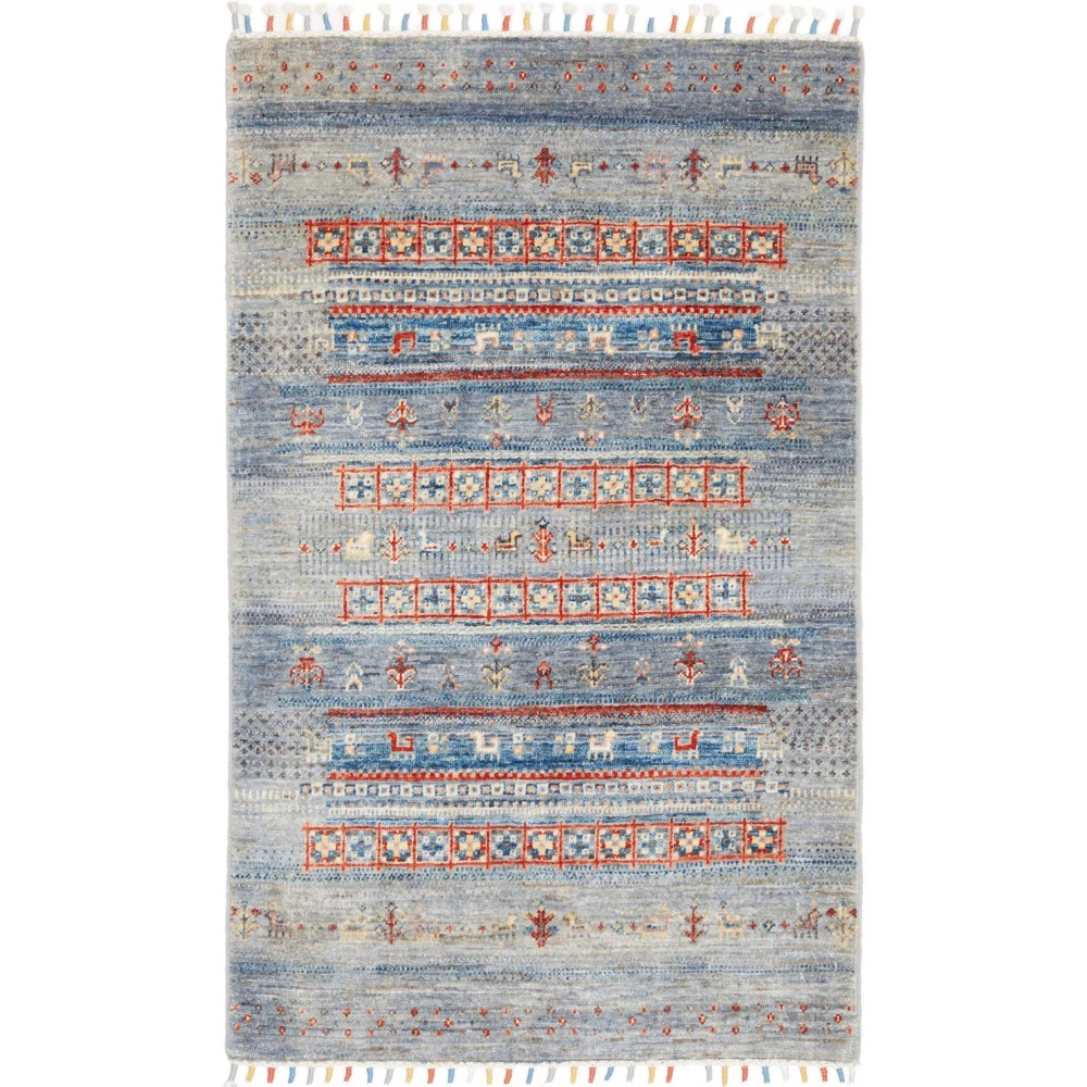 Tappeto Siva Pakistan azzurro marrone 79x117