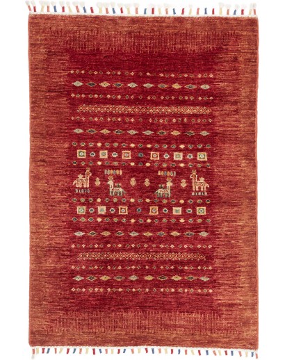 Tappeto Siva Pakistan marrone rosso 86x122
