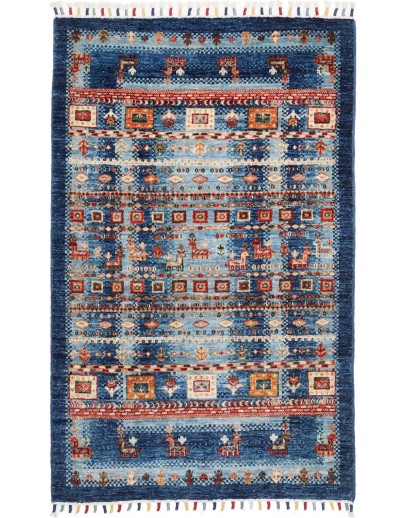 Tappeto Siva Pakistan grigio bianco 81x125