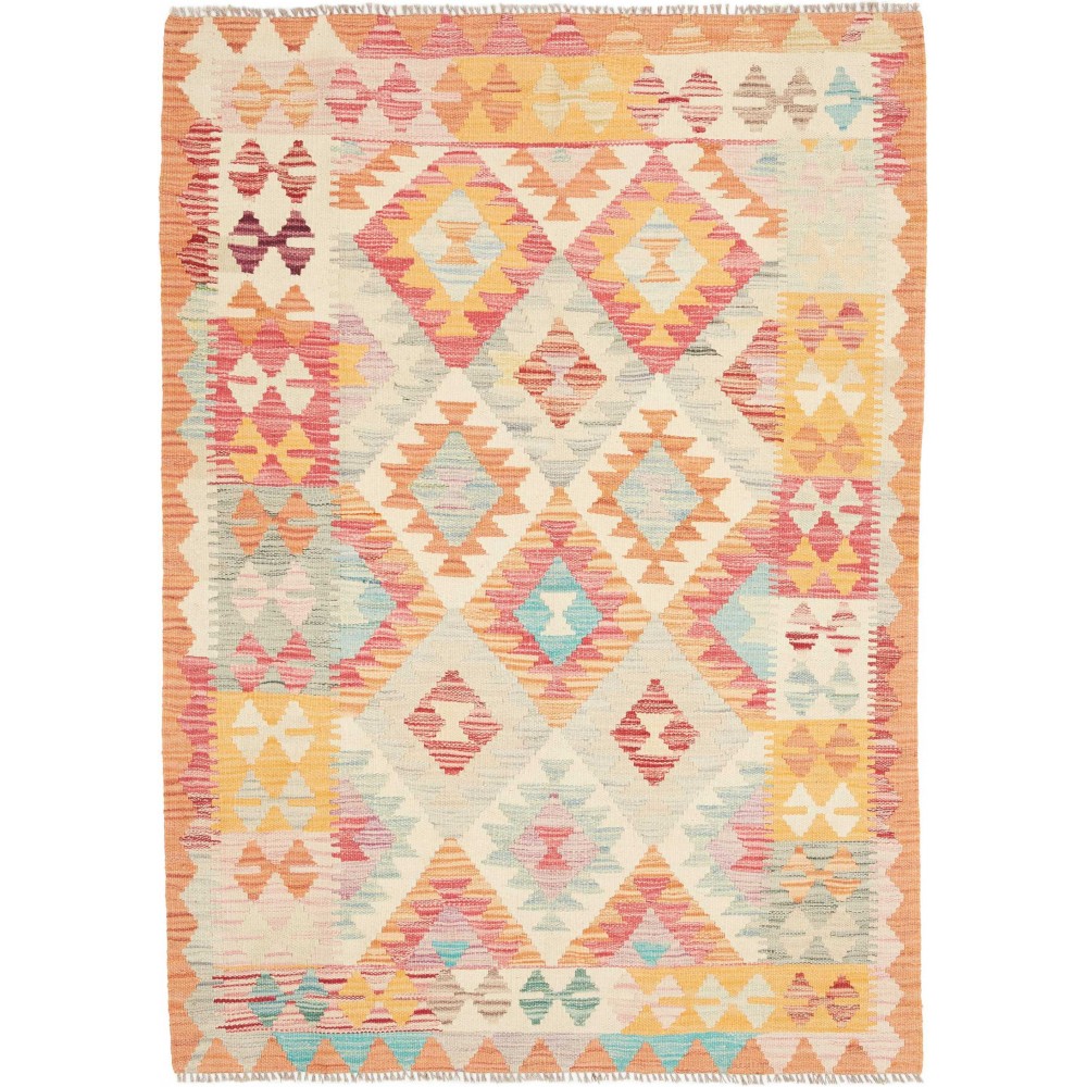 Tappeto Kilim Afghanistan giallo arancione 105x146