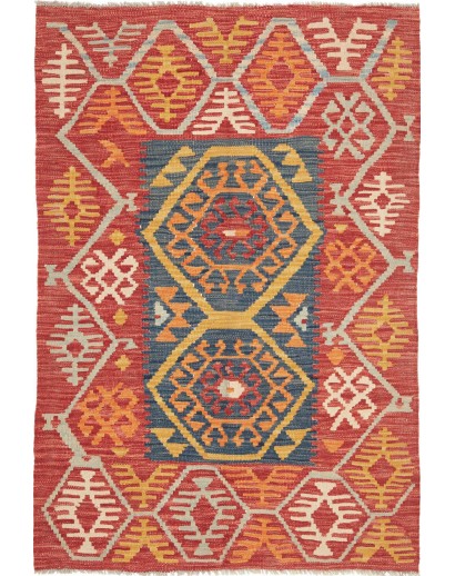 Tappeto Kilim Afghanistan rosso grigio 101x150