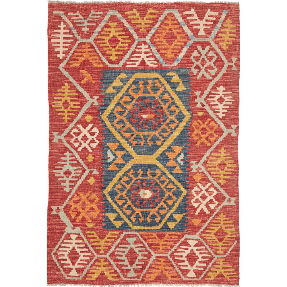 Tappeto Kilim Afghanistan rosso grigio 101x150