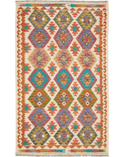 Tappeto Kilim Afghanistan marrone giallo 120x196