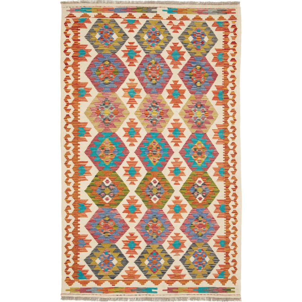 Tappeto Kilim Afghanistan marrone giallo 120x196