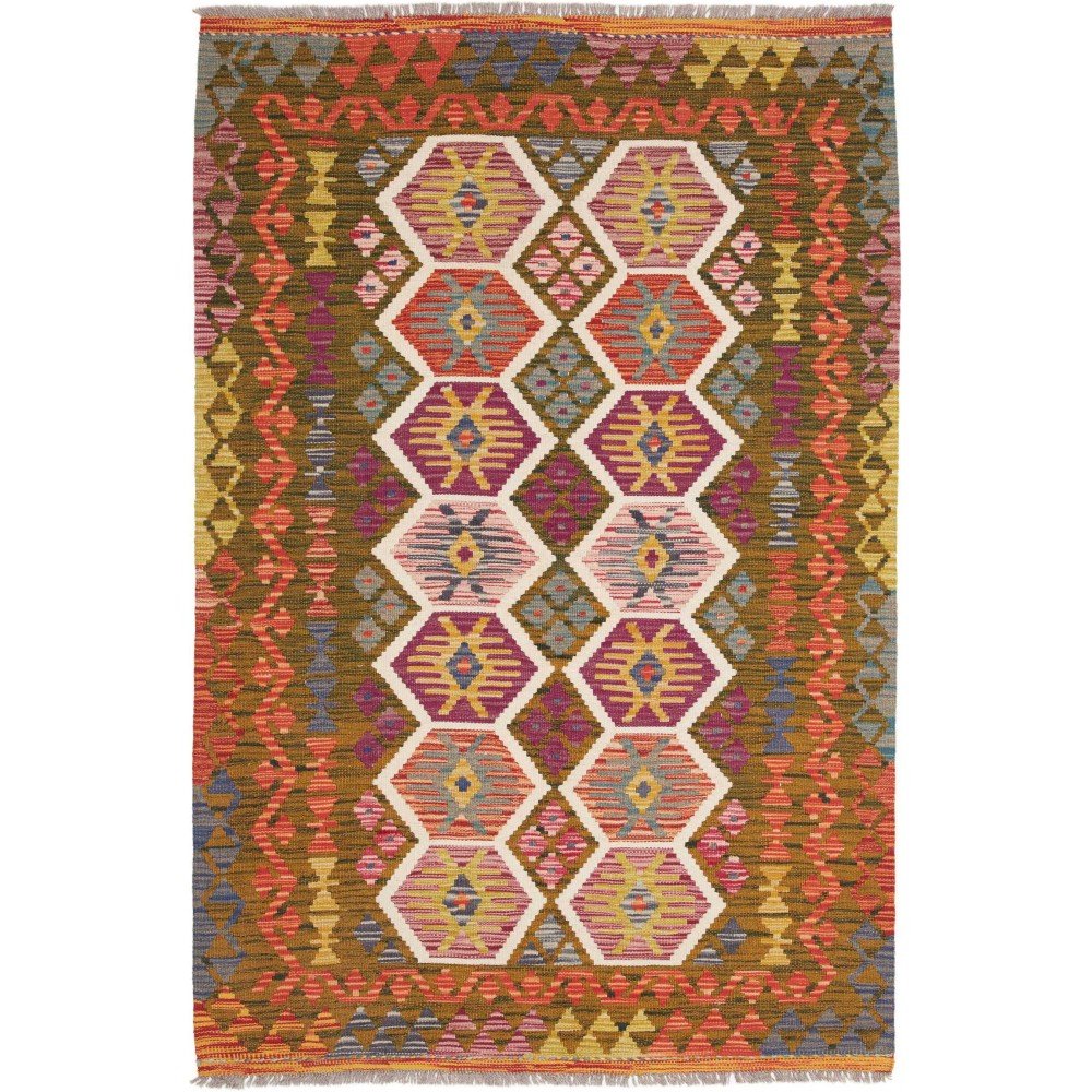 Tappeto Kilim Afghanistan marrone 121x185