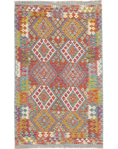 Tappeto Kilim Afghanistan marrone azzurro 124x204