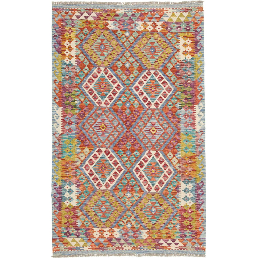 Tappeto Kilim Afghanistan marrone azzurro 124x204
