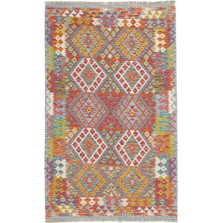 Tappeto Kilim Afghanistan marrone azzurro 124x204