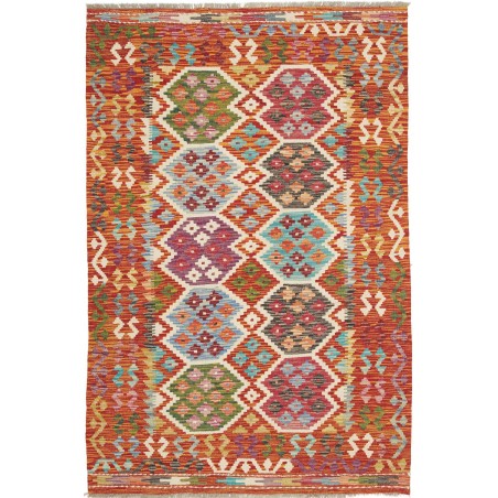 Tappeto Kilim Afghanistan rosso azzurro 124x186