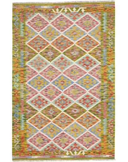 Tappeto Kilim Afghanistan marrone verde 124x190